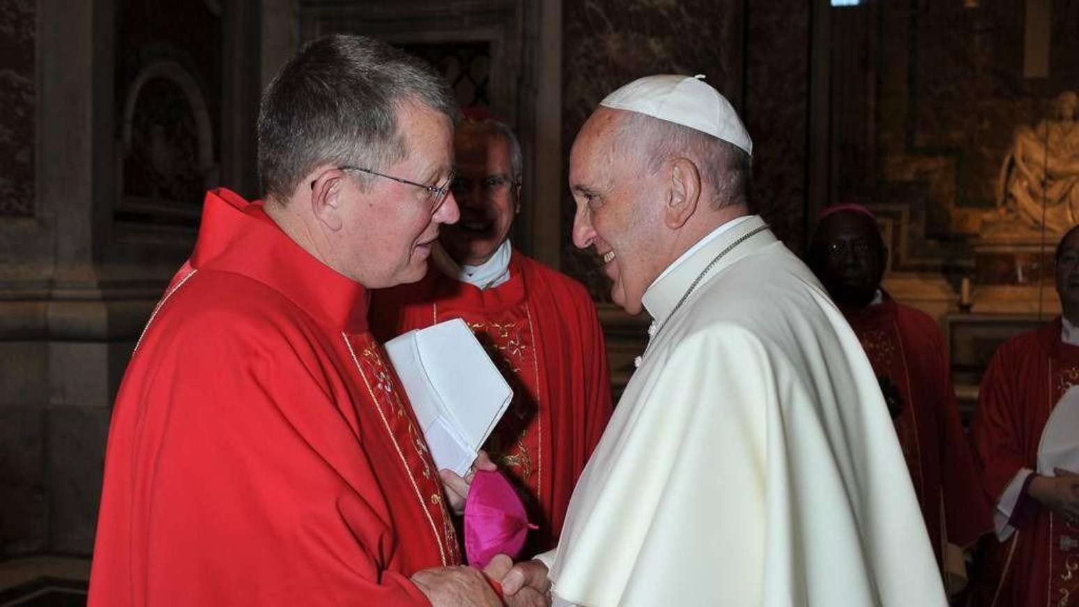 O arcebispo Jaime Spengler (à esquerda) em reunião com papa Francisco