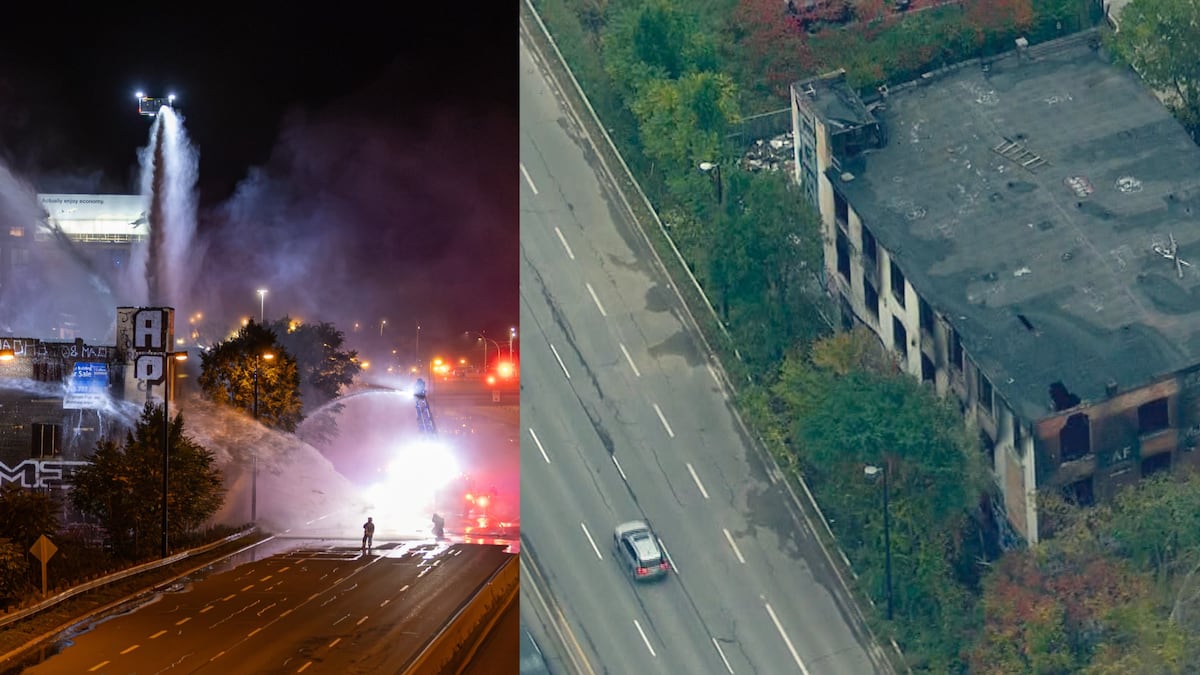 Northbound DVP closed for demolition of nearby building ravaged by fire