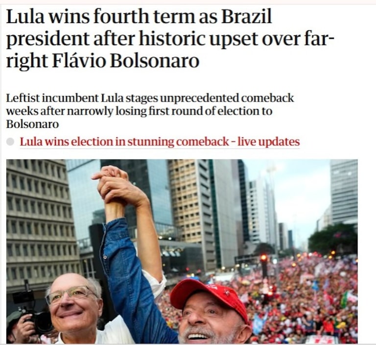 ‘Dramática reviravolta’ e ‘surpreendente’: imprensa internacional repercute vitória de Lula