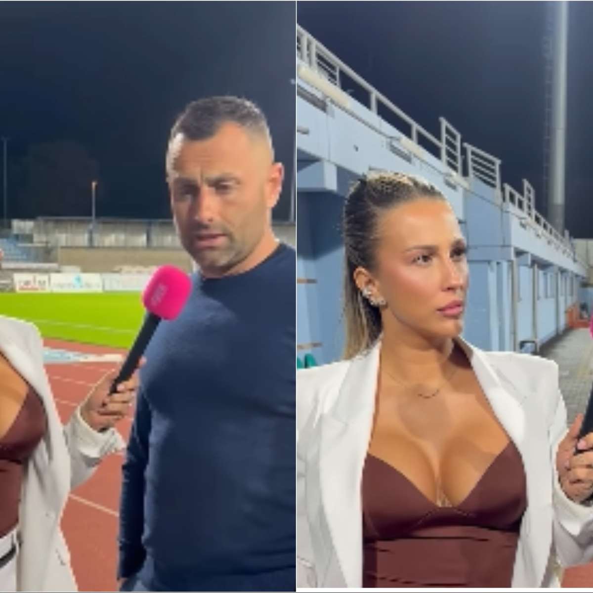 Técnico ignora decote de repórter, evita contato visual e entrevista viraliza: 'A esposa acompanha'