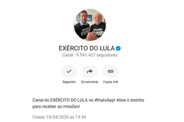 Ao TSE, PGE se manifesta contra suspensão do canal "Exército do Lula"